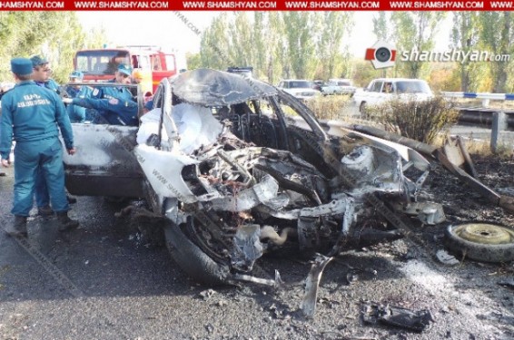 Կոտայքում Toyota-ն բախվել է գովազդային վահանակին, 31-ամյա վարորդի մոխրացած դին դուրս են բերել փրկարարները. Shamshyan.com