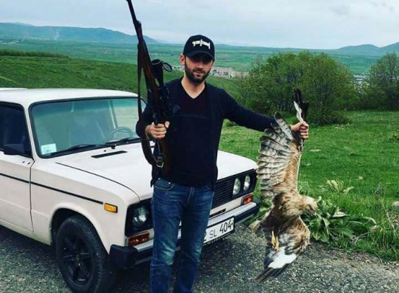Охотник, незаконно поймавший хищную птицу в Армении, явился с повинной в полицию