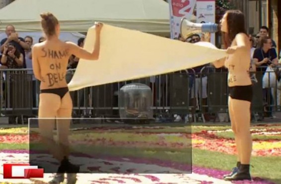 Femen-ի ակտիվիստներն ակցիա են կազմակերպել բրյուսելյան ծաղկագորգի վրա