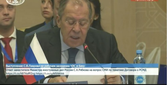 LIVE: Выступление С.В.Лаврова на рабочем заседании ЧЭС в Баку