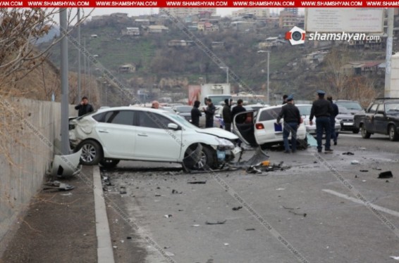 Երևանի Սարալանջի պողոտայում բախվել են Infiniti-ին, Nissan-ը, Toyota Vitz-ն ու Opel-ը. 7 վիրավորներից 3-ը երեխաներ են. Shamshyan.com