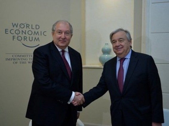 Արմեն Սարգսյանը հանդիպել է ՄԱԿ-ի գլխավոր քարտուղարի հետ. անդրադարձ է եղել Փաշինյան-Ալիեւ հանդիպմանը