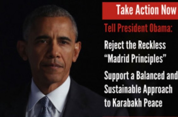 ANCA-ն կոչ է արել Օբամային մերժել անխոհեմ Մադրիդյան սկզբունքներն ու աջակցել ԼՂ-ում իրական խաղաղության հաստատմանը
