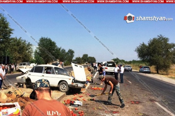 Արարատում միմյանց են բախվել Lexus-ը, գյուղմթերքով բեռնված «06»-ը և դատախազության Mercedes-ը. կա 3 վիրավոր. Shamshyan.com