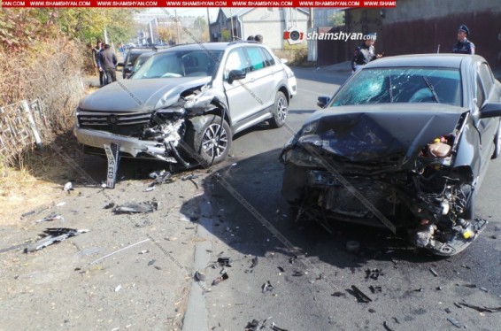 Երևանում բախվել են Volkswagen Tiguan և Opel մակնիշի ավտոմեքենաներ. կա 3 վիրավոր, որոնցից մեկը մանկահասակ է. Shamshyan.com
