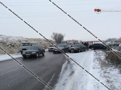 Կոտայքում մերկասառույցի պատճառով 35 մեքենաներ բախվել են իրար, մի քանիսն էլ՝ ծառին ու պատնեշին. կան վիրավորներ
