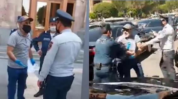 Проводивший акцию протеста у здания правительства Армении мужчина подвергнут приводу