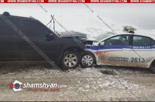 Վայոց ձորի մարզում Nissan Pathfinder-ը դուրս է եկել հանդիպակած գոտի և ի բախվել Ճանապարհային ոստիկանության Toyota-ին