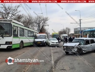 Երևանում բախվել է 9 տրանսպորտային միջոց, այդ թվում՝ թիվ 114 երթուղայինն ու 15 երթուղին տրոլեյբուսը.կան վիրավորներ