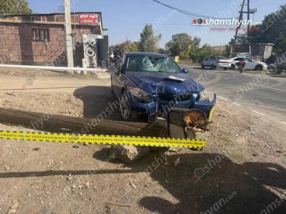«BMW»-ն վրաերթի է ենթարկել հոտիոտնին, ապա բախվել էլեկտրասյանը. հետիոտնը մահացել է
