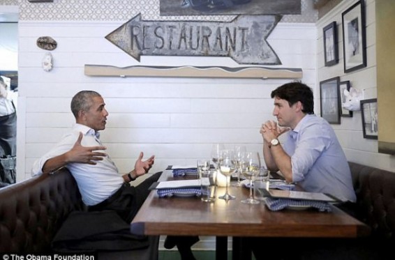 Օբաման Մոնրեալի ճաշարաններից մեկում հանդիպել է Ջասթին Տրյուդոյի հետ