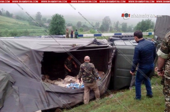 Լոռու մարզում ՊՆ համարանիշներով КамАЗ է կողաշրջվել, կան վիրավորներ. Shamshyan.com
